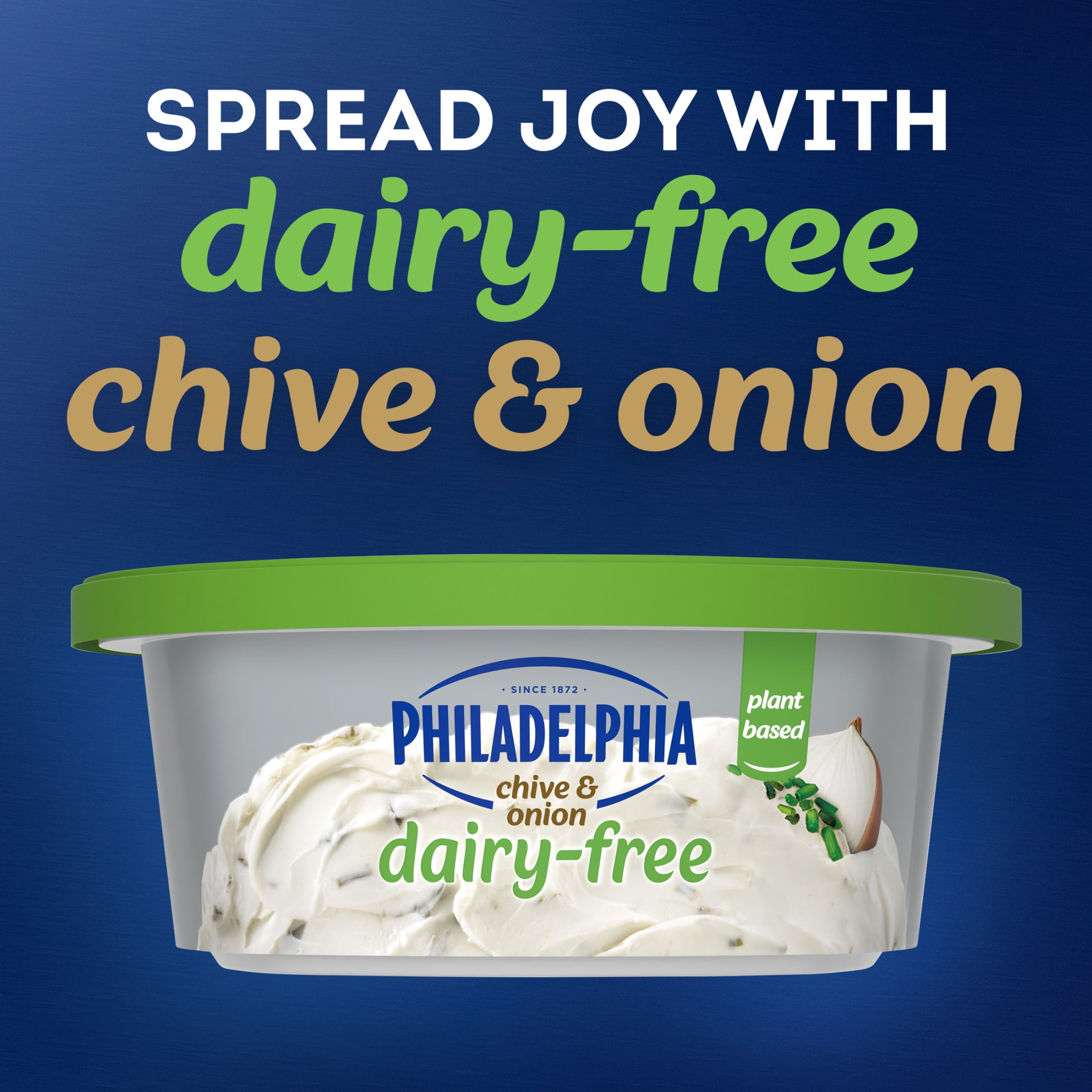 Philadelphia Plant-Based Dairy Free Chive & Onion Cream Cheese Spread, 8 oz Tub