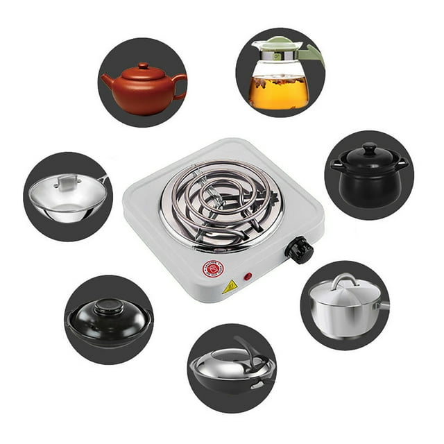 Brûleur Électrique Simple, Protection contre la Surchauffe 1000 W Blanc Petit Réchaud Électrique Réglable pour Cuisine Prise US 110 V