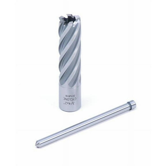 Cyclone HSS Premium Grade Annular Cutter, 3/4 in dia x 2 in Depth, 3/4 in Weldon Shank, Includes Pilot Pin