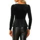 thumbnail image 3 of BLUSA ELEGANTE DE VELVET CUELLO CORAZÓN MANGA LARGA PEPLUM XL NEGRO, 3 of 6