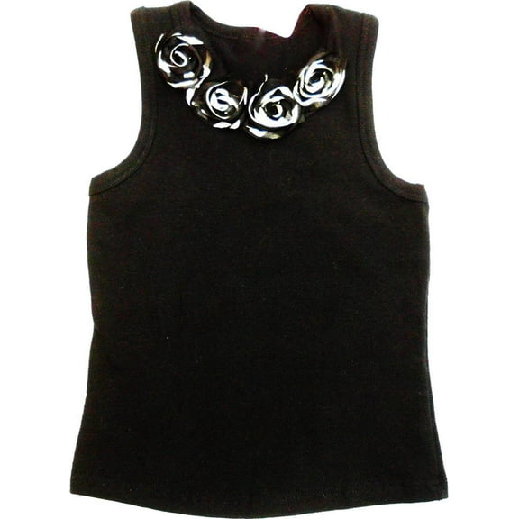 Wenchoice Girl'S Black Zebra Flower Tank Top  S(1T-2T)