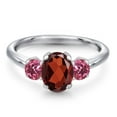 thumbnail image 3 of Gem Stone King 2.00 Ct Oval Red Garnet Pink Tourmaline 925 Sterling Silver Ring, 3 of 6