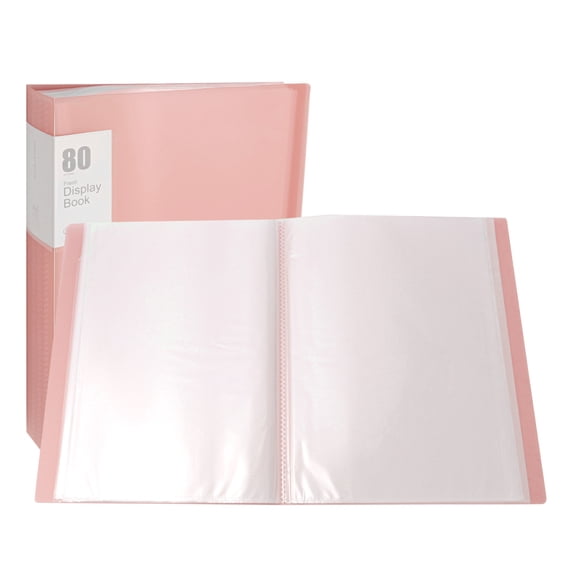 Uxcell 9.4x12.2" Binders with Plastic Sleeve, PP 80 Pockets Waterproof Sheet Folder Protector Portfolio, Pink