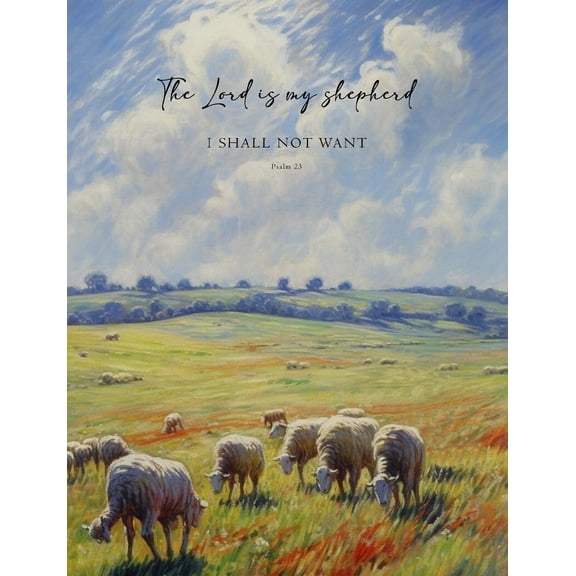 Christian Canvas Wall Art Religious Bible Verse Decor Psalm 23 the Lord Is My Shepherd Poster Vintage Landscape Artwork for Home Decor poster