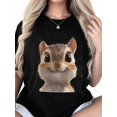 thumbnail image 5 of Women's T-Shirt Cute Squirrel Short Sleeve Casual Tee Classic Crew Neck T Shirt for Women Black, 2XL, 5 of 7