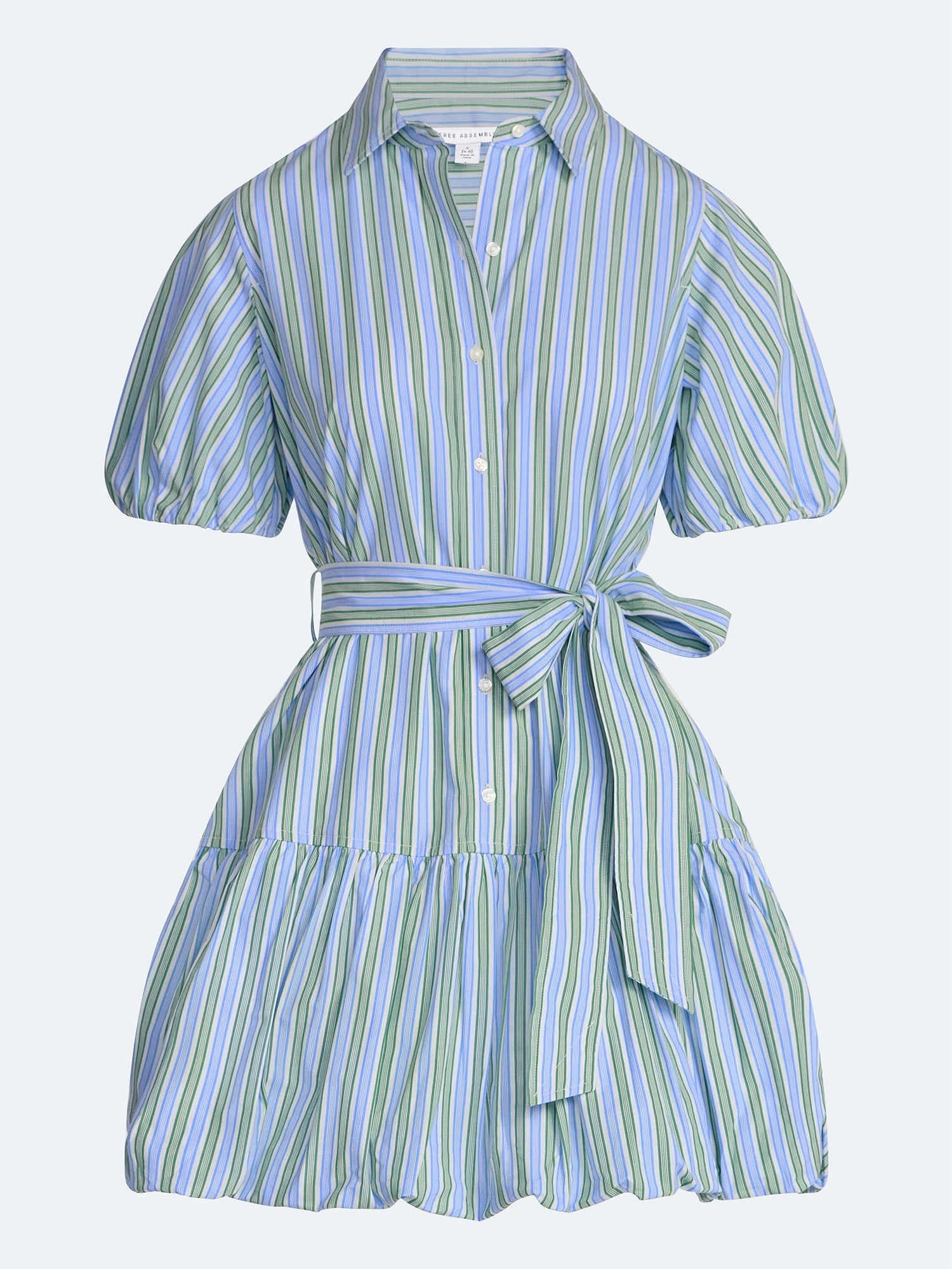 Free Assembly Women's and Women's Plus Cotton Mini Dress with Puff Sleeves, Sizes XS-4X