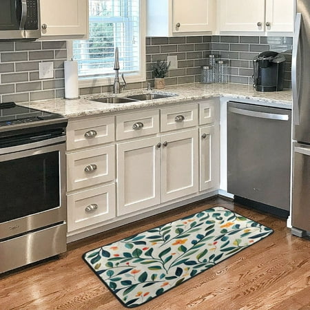 

Long Floor Mat 39x20Inch Kitchen Mat Bathroom Mat Living Room Mat Bedroom Mat Absorbent Delicate Fabric No Ball Do Not Fade Beautiful Leaves