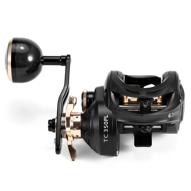 EXBERT EXBERT TC350PL Moulinet de Lancer d'Appâts en Fibre de Carbone avec Frein Magnétique, Roulements à Billes 9+1, Rapport de Vitesse 6,3:1, Traîne Max 16 kg, Option Main Gauche/droite, Conception Légère 249 g