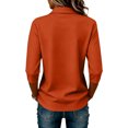 thumbnail image 4 of Women Three Quarter Sleeve Collared Button Polo Shirts Solid Color Loose Casual Office Daily Tops XL, 4 of 5