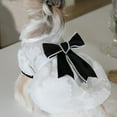 thumbnail image 6 of Dog Dress with Black Bowknot Tie, Dog Clothes Faux Pearl Cute Pet Vest Puppy Sleeveless Yarn Clothes, Cute Doggie Summer Outits, 6 of 7