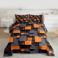 thumbnail image 2 of Homewish Chic Orange Square Bedding Comforter Set for Adult, Futuristic Abstract Ombre Twin Comforter Sets, Modern Fashion Reversible Bedding Set, Lightweight Room Decor, 2-Piece, 2 of 8
