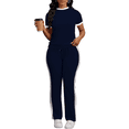 thumbnail image 4 of Women's 2 Piece Outfits Short Sleeve Tops Sweatpants Colorblock Bodycon Lounge Sets Tracksuit Deep Blue M, 4 of 7
