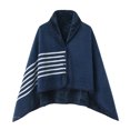 thumbnail image 1 of 80*130cm Fleece Wearable Blanket, Plaid Lap Blanket Comfy Poncho Throw with Buttons for Bed Sofa Office, Blue-White, 1 of 5