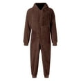 thumbnail image 3 of KKBOTIVE Winter Fuzzy Onesies Pajamas for Men Hoodie Zipper Jumpsuits Loungewear Long Sleeve Warm Romper Adult Fall Winter Loungewear Brown Size: M, 3 of 6