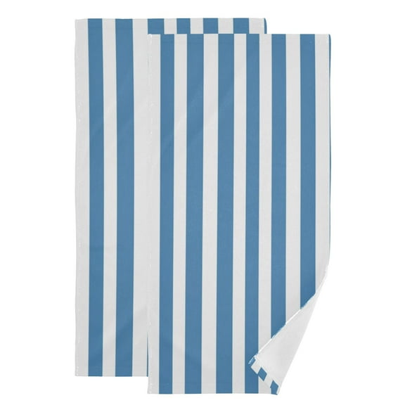 Blue-white Narrow Stripes Hand Towel Absorbent Bath Towels for Bathroom Sports Gym 28" x 14" Set of 2