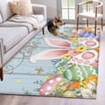thumbnail image 2 of Rectangle Area Rug 4x6ft, Easter Egg Cartoon Rabbit Tail Non-Slip Non-Shedding Floor Mat, Wildflower Pastoral Floral Washable Sturdy Carpet for Living Room Bedroom Home Decor, 2 of 9