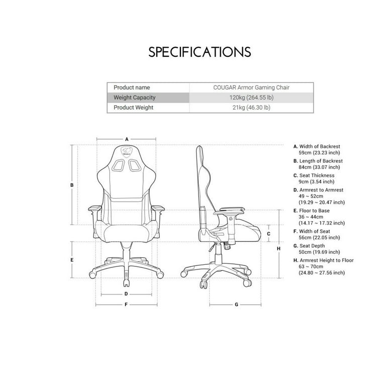 COUGAR Armor Pro - Chair - ergonomic - recliner - high-back - armrests -  T-shaped - tilt - swivel - steel frame, premium PVC leather - black 
