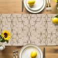 thumbnail image 4 of Modern Brown Black Geometric Texture Table Runner-36 Inch Long Abstract Gold Line Table Runners Linen Burlap Tablerunner for Kitchen Dining Room Holiday Party, 4 of 9