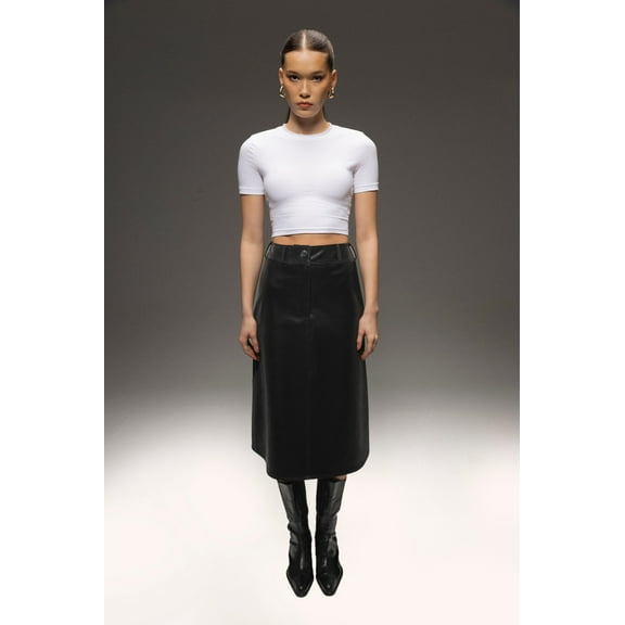 Arish Leather Skirt Black