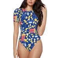 thumbnail image 1 of Balery Cute Popcorn Body de cuello redondo de manga corta para mujer Tops de manga corta Tops básicos-Medium, 1 of 7
