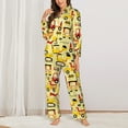 thumbnail image 3 of Kll Funny Construction Vehicles Print Women'S Long Sleeve Pajamas With Pants Sleepwear Loungewear 2 Set-Xx-Large, 3 of 9