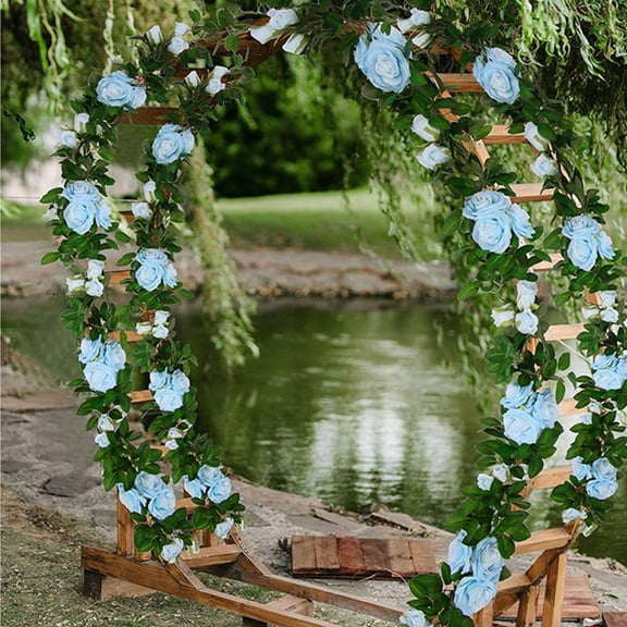Blue Flower Garland Blue Rose Garland Blue Flowers Artificial for Decoration Floral Garland Flower Garland for Arch Wedding Garland Artificial Rose Vines Tabletop Decoration Staircase Door Garden