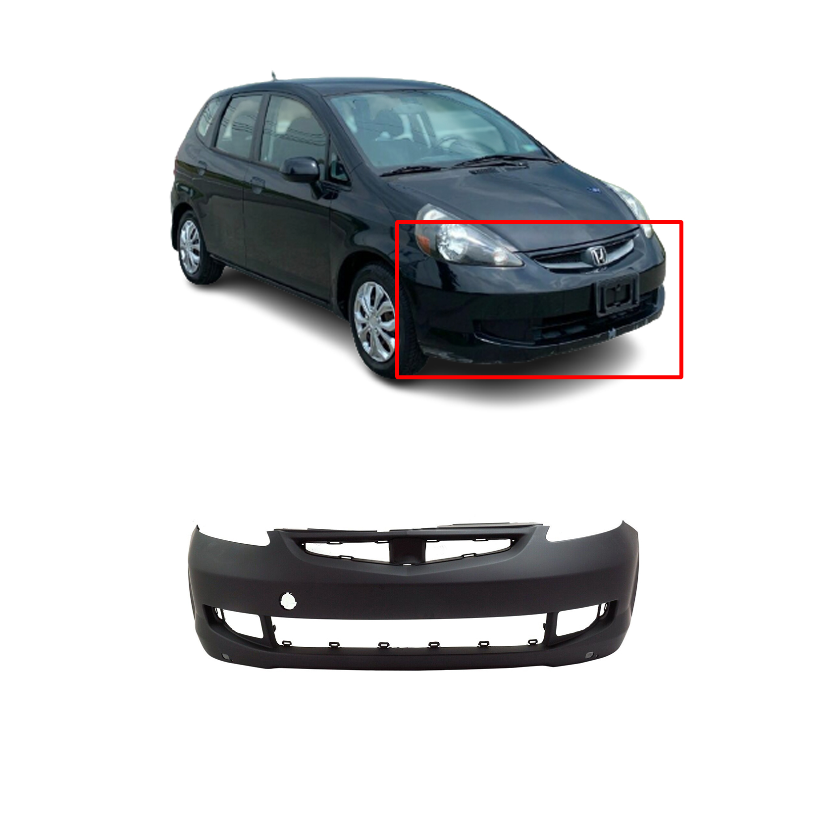 Front Bumper Cover For 20072008 Honda Fit W/Fog Light Hls Primed HO1000249