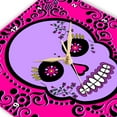 thumbnail image 3 of 3dRose, Day of the Dead Skull Día de los Muertos Sugar Skull Purple Pink Black Scroll Design, 13x13 Wall Clock, 3 of 7