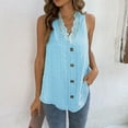 thumbnail image 2 of Mrat Exercise Tank Tops Women's Sleeveless Solid Color V-Neck Lace Casual Fashion Loose Tank Tops Open Back Tank Tops for Women S-424 Sky Blue M, 2 of 5