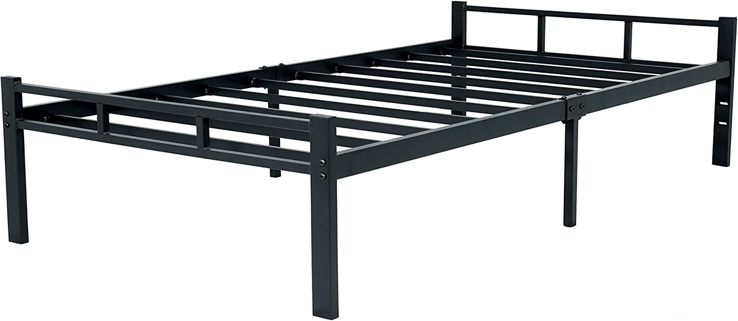 12 Inch Twin Metal Bed Frame with headboard Sturdy Black AntiSlip