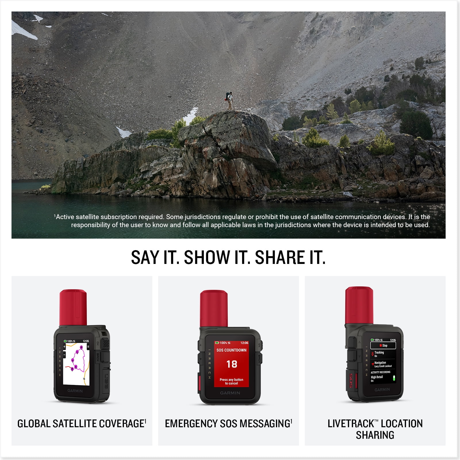 Garmin inReach Mini 3 Plus Compact Satellite Communicator with Voice Commands, Photo Messaging, Color Touchscreen, GPS Location Sharing and Interactive SOS Support 350 Hrs Battery Lift Bundle