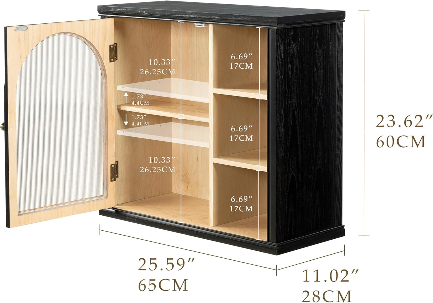 ANHDAH Bathroom Wall Cabinet Over Toilet with 2-Door & Adjustable Shelf, Solid Wood Medicine Cabinet for Kitchen Living Room, Black