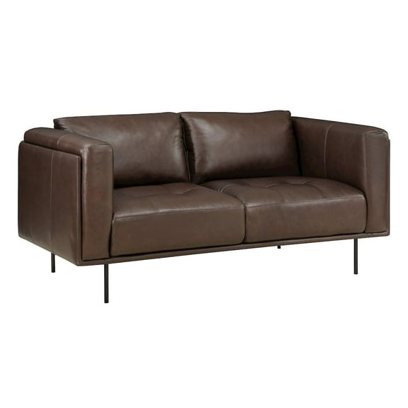 Lexicon Soren 18" Modern Plywood and Leather Loveseat in Brown
