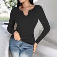 thumbnail image 4 of aidice Built in Bra Tank Tops for Women Casual Notched V Neck Long Sleeve Slim Fitting Going out Tops, 4 of 9
