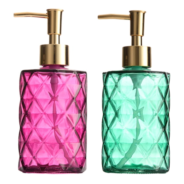 Paquete de 2 - Dispensador de jabón de 330 ml, dispensador de jabón para cocina y baño, dispensador de jabón líquido de vidrio rellenable para jabón de manos, jabón y loción