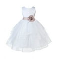 thumbnail image 2 of Ekidsbridal White Satin Shimmering Organza Formal Flower Girl Dress Communion Baptism Holiday Toddler Junior Bridesmaid Father Daughter Dance Recital 4613T 8, 2 of 3
