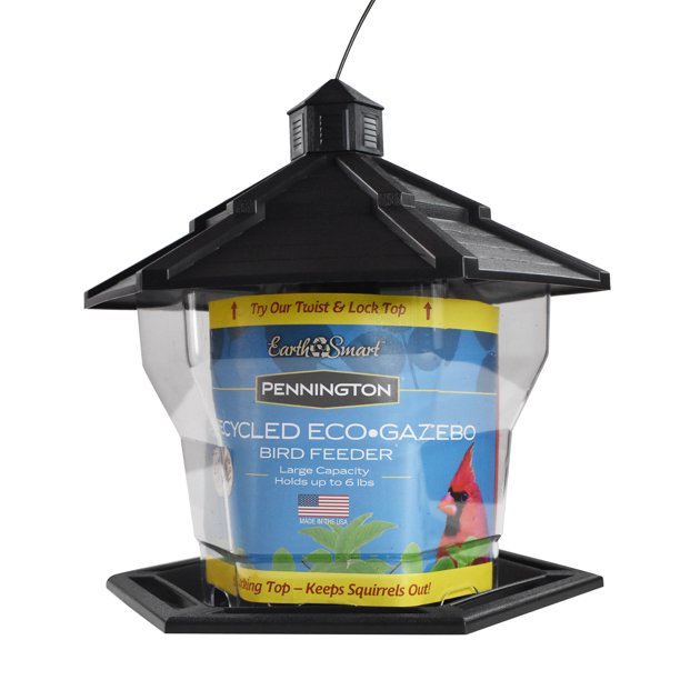 Pennington Black Plastic Hopper Cardinal Wild Bird Feeder