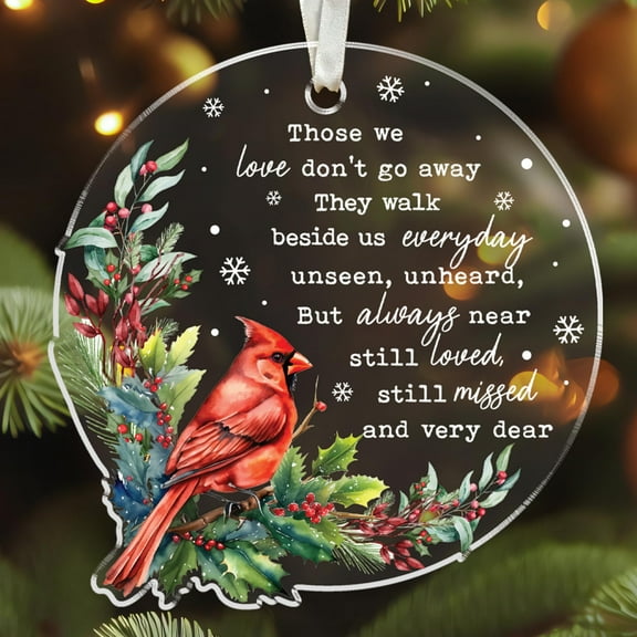Cardinal Christmas Ornaments - Memorial Gifts, Bereavement Gifts - Cardinal Memorial Ornaments for Loss of Loved One - Sympathy Christmas Ornament - Acrylic Ornament