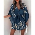 thumbnail image 1 of HKEDES Women's Abstract Geo Surplice Loose Leg Romper, Mini Short Flying sleeve, Jumpsu, 1 of 23
