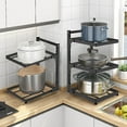 thumbnail image 3 of Pot Storage Rack Adjustable Pot Organizer Kitchen Storage Shelf Pot Organizer with Guardrail Rustproof Corrosion Resistant Multi-layer Pot Stand, 3 of 8