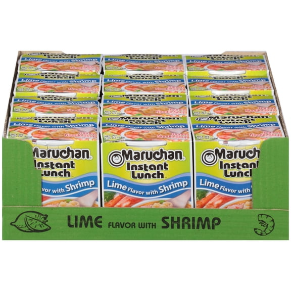 Maruchan Lime with Shrimp Instant Lunch Ramen Noodles, 2.25 oz Cup, Quantity of 12