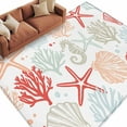 thumbnail image 3 of Red Orange Coastal 8x10 Area Rugs, Summer Beach Coral Shell Ocean Non-Skid Rubber Backing Large Rectangle Rugs - Living Room Bedroom Home Office, Indoor Floor Mat Carpets Washable Rug, 3 of 9