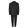 thumbnail image 4 of VBTAPA Men's Waffle 2 Piece Outfits Long Sleeve Button Shirts Sweatpants Suit Solid Casual Tracksuit Sets with Pockets Prime Sales Today Black L, 4 of 7