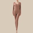 thumbnail image 3 of cfhntfmh Thermal Underwear for Women Comfy Scoop Neck Long Sleeve Tops and Pajama Bottoms Sleepwear 2 Piece Pjs Sets, 3 of 3