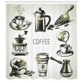 thumbnail image 3 of Ambesonne Coffee Shower Curtain, Brewing Equipment Doodle, 69"Wx75"L, Black Yellow, 3 of 3