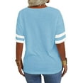 thumbnail image 4 of Langwyqu Plus Size Women V-Neck Short Sleeve Striped T Shirt, 4 of 5