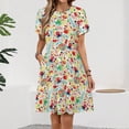 thumbnail image 2 of Candy Pattern - White Women's Dress Short Sleeve Summer Sundress Summer Women Clothes, 2 of 7