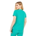 thumbnail image 3 of Mediclo Women's Medical Scrub Top - Sal Essential Eco Friendly Sustainable FYSEL Fabric V-Neck Chest Pocket Shirt Workwear Surgical Green FT3085RSGR02 XS, 3 of 7