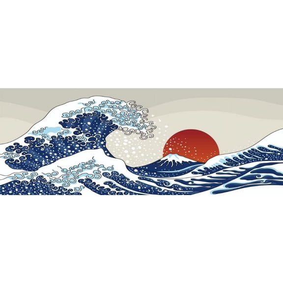 Japanese Blue and White Wave The Great Wave Off Kanagawa Painting Mouse pad Large Anime White Big XL Mouse pad 31.5 X 11.8 Inch