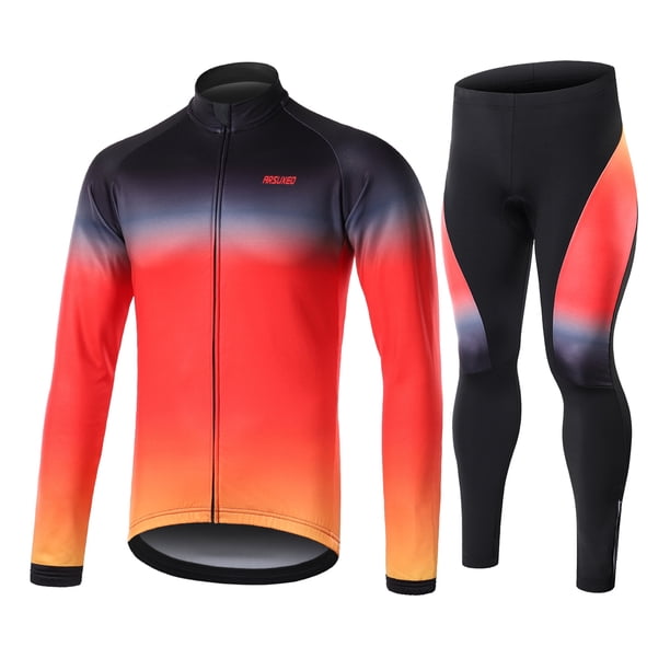 Conjunto de Jersey de ciclismo de manga larga para hombre con forro polar de invierno cálido camisa Arsuxeo Chaqueta de ciclismo